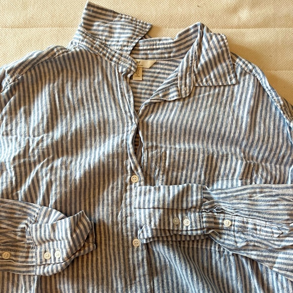 H&M Long Sleeve Blue Stripes Blouse NEVER WORN - Picture 1 of 2